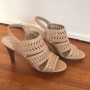 Cute beige strappy summer heels